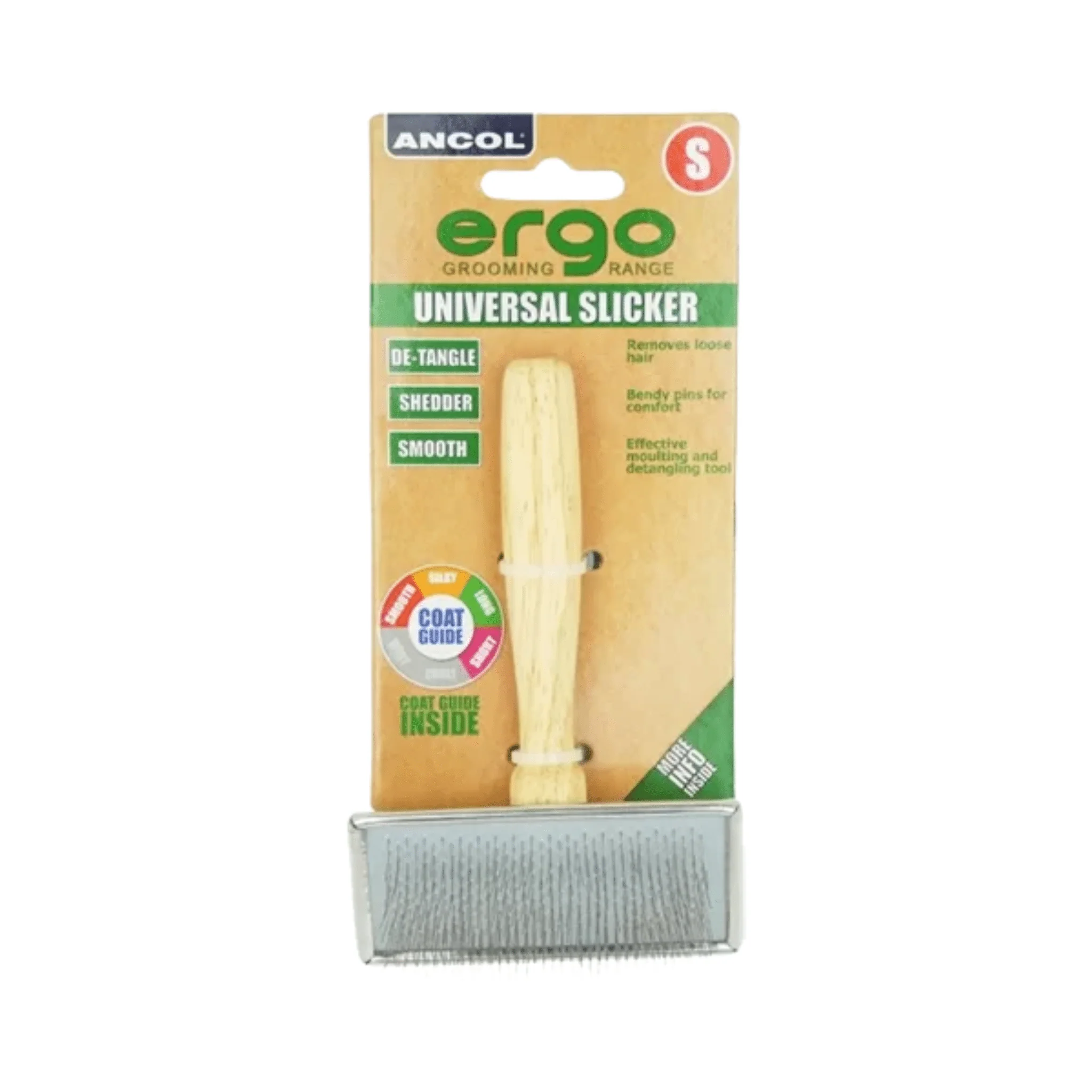 Ancol Wood Handle Slicker Brush for Dogs - Small