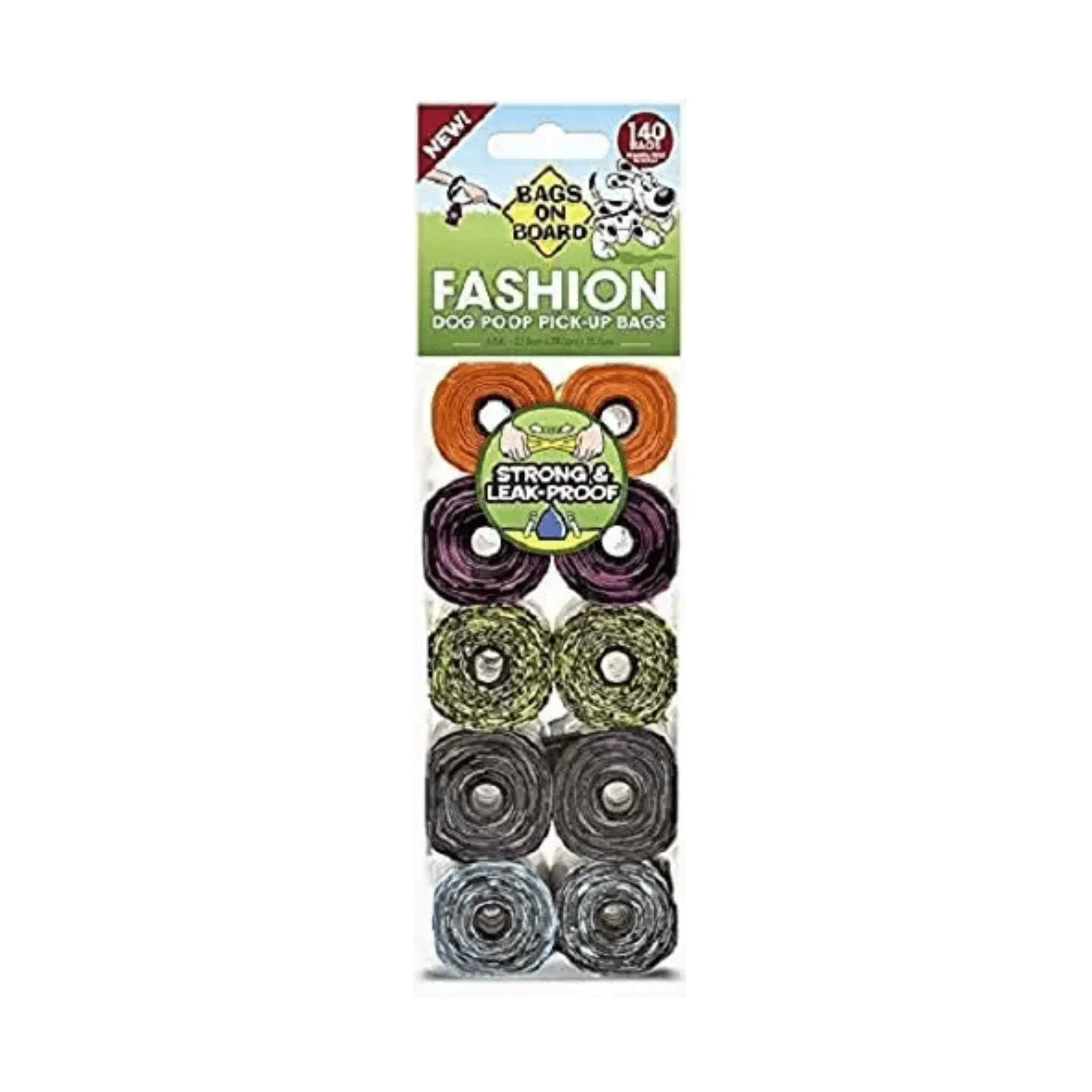 Bags on Board Patterned Refill Rolls – 140 Poo Bags