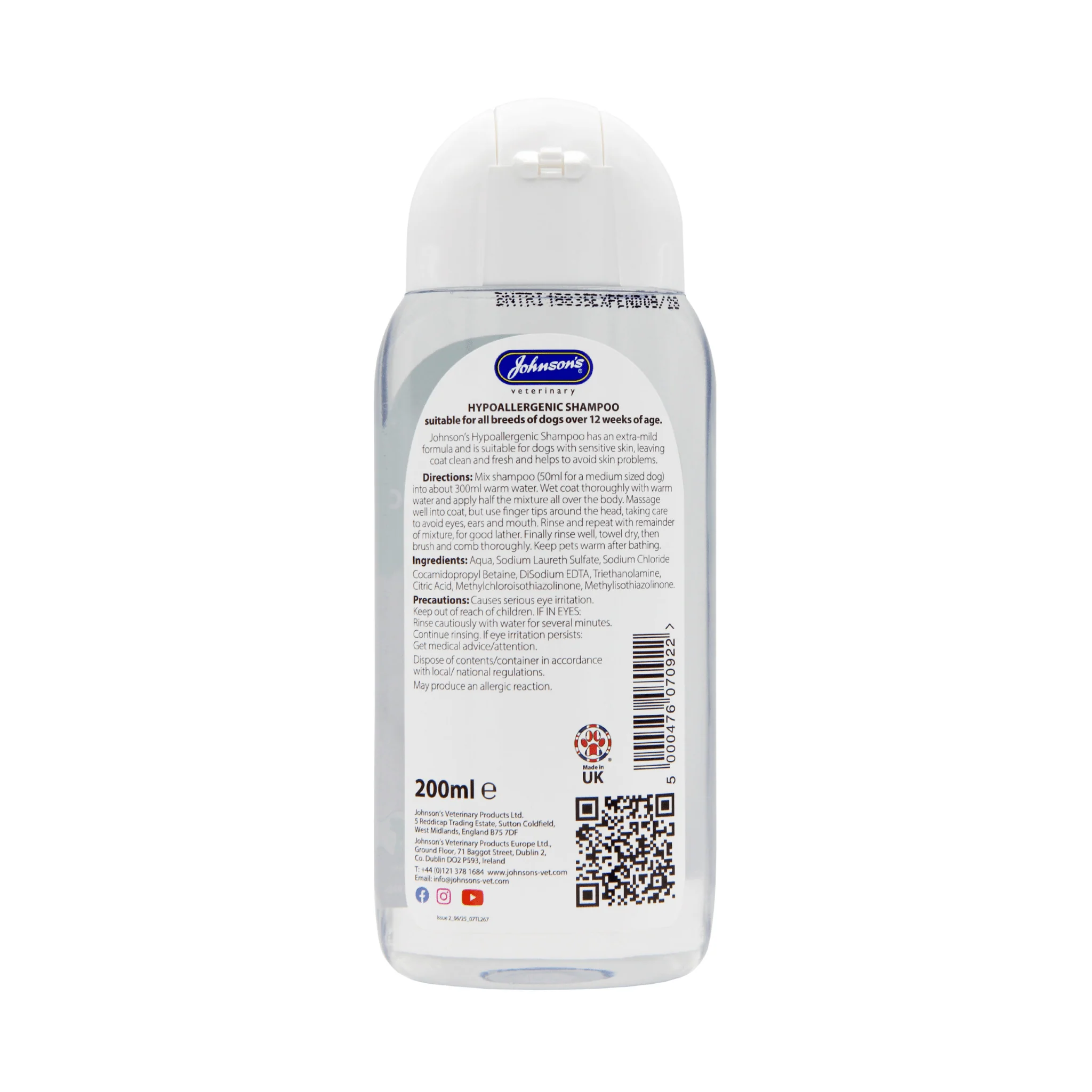 Johnson's Hypo-allergenic Shampoo 200ml - Image 2