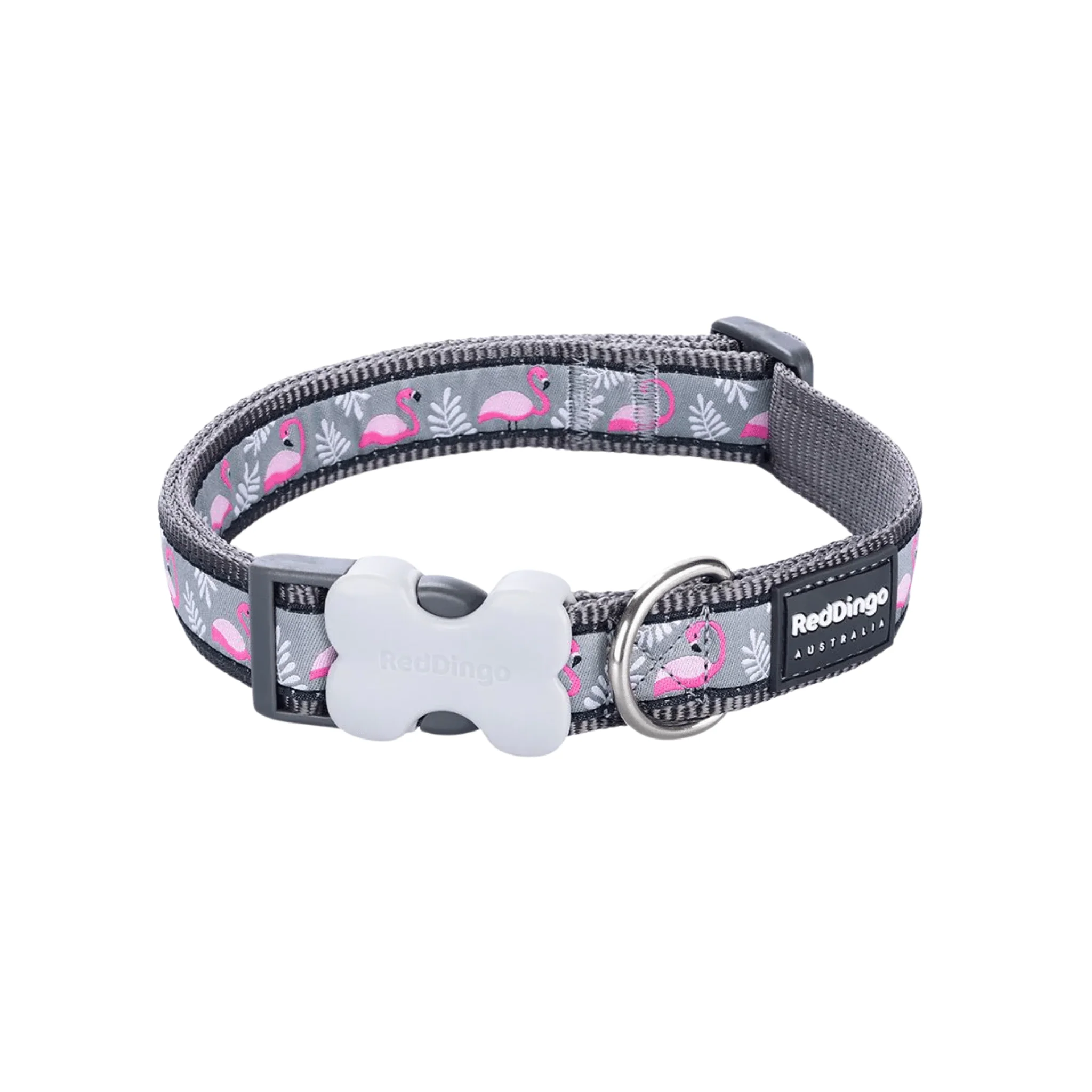 Red Dingo Dog Collar Flamingo Cool Grey